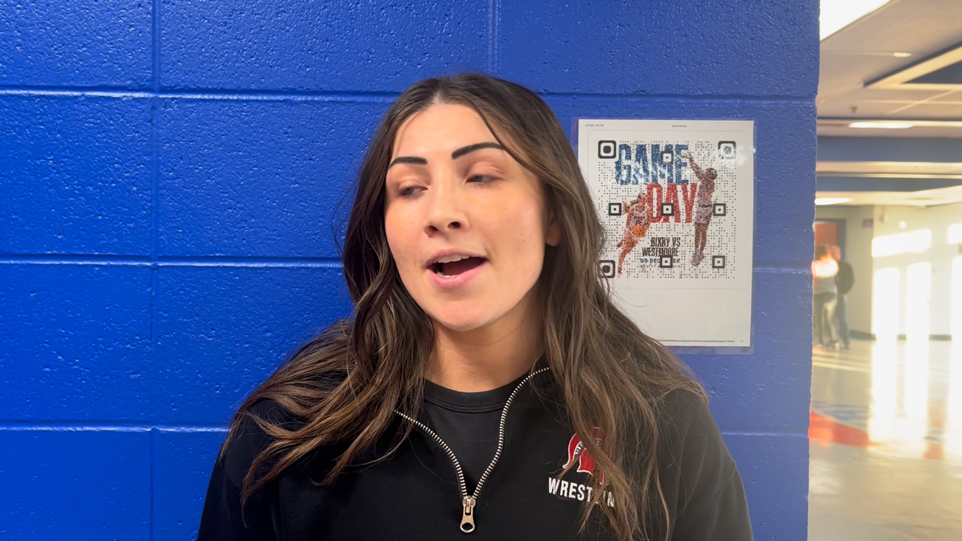 Jenna Burkert(Bixby Associate Head Coach) after Bixby-Harrah Dual