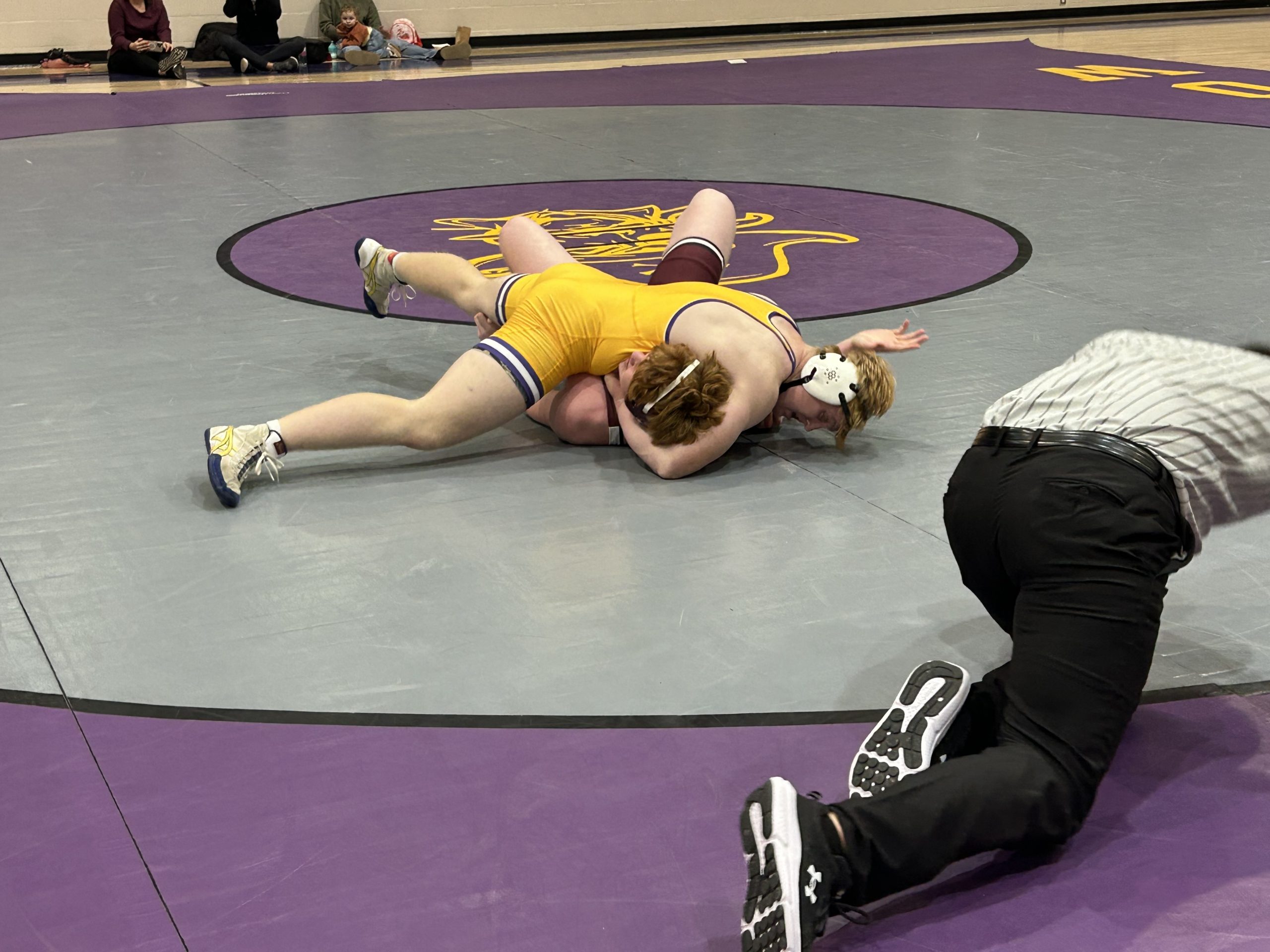 Hudson Claggett, winner by fall. Photo by Mark Kirk.