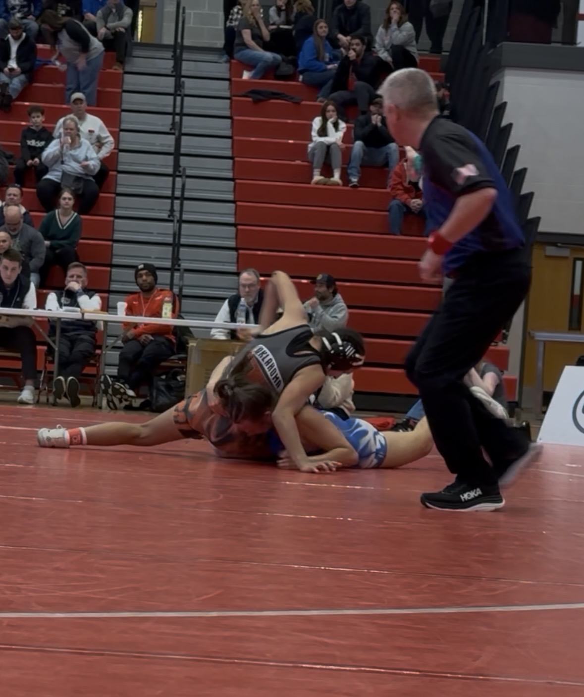 Nevaeh Reyes wrestling Ava Golding of the Kiski Area, PA

