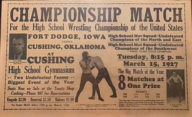 Cushing and Fort Dodge to Revisit 1927 National Championship Dual in December of 2027